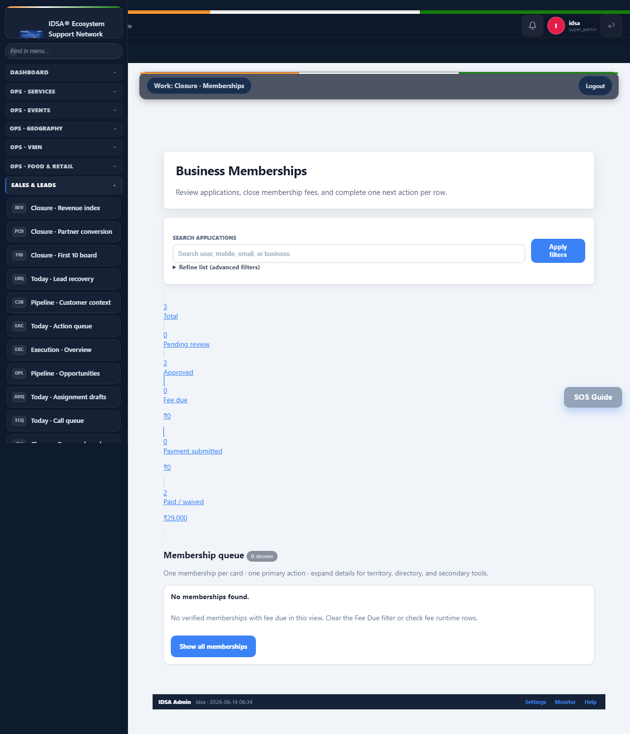 Membership operator desk — CSC founding review context.