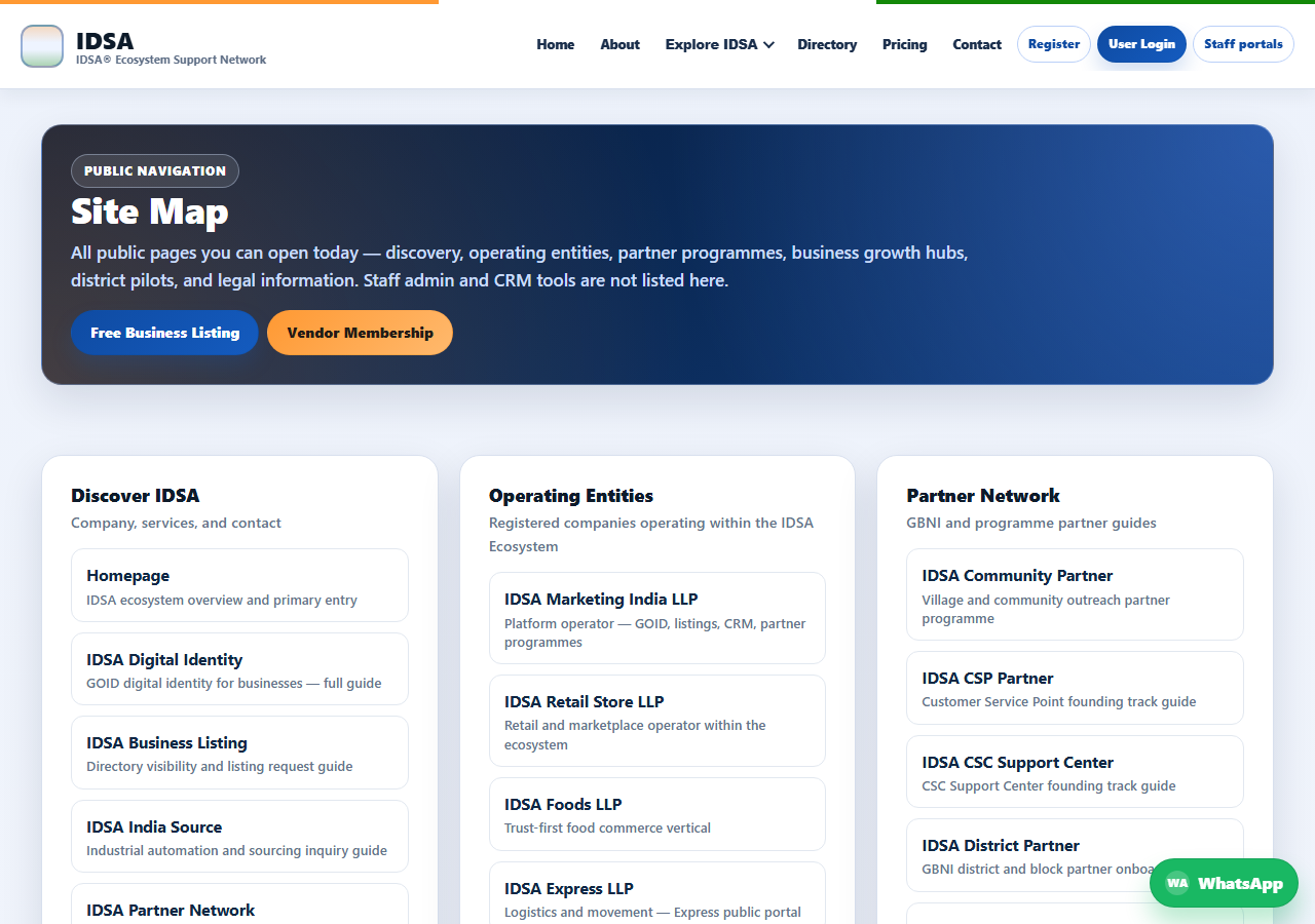 Public sitemap — service discovery navigation recovery.